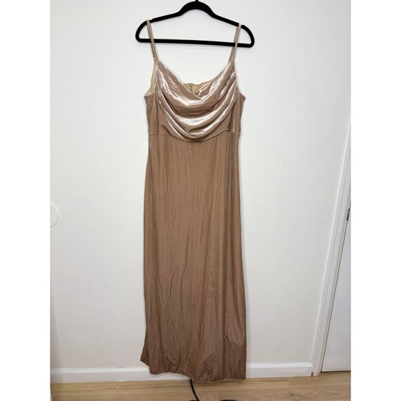 Revelry Size 18 Skye Velvet Slip Dress Champagne Maxi Formal Prom Bridesmaid - Picture 11 of 11
